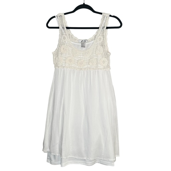 Women’s White Crochet Lace Dress with Slip Bohemian Style Country Concert Cowboy - Picture 1 of 9